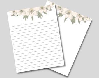 Notepad | Stationary | White Floral Notepad | White Flowers