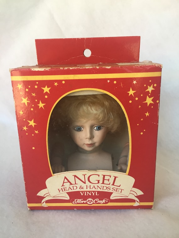 1991 Fibre Craft Vinyl Angel Head /& Hands Set for Soft Body Doll Tree Top NOS