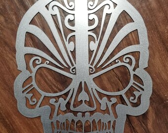 skull metal art etsy