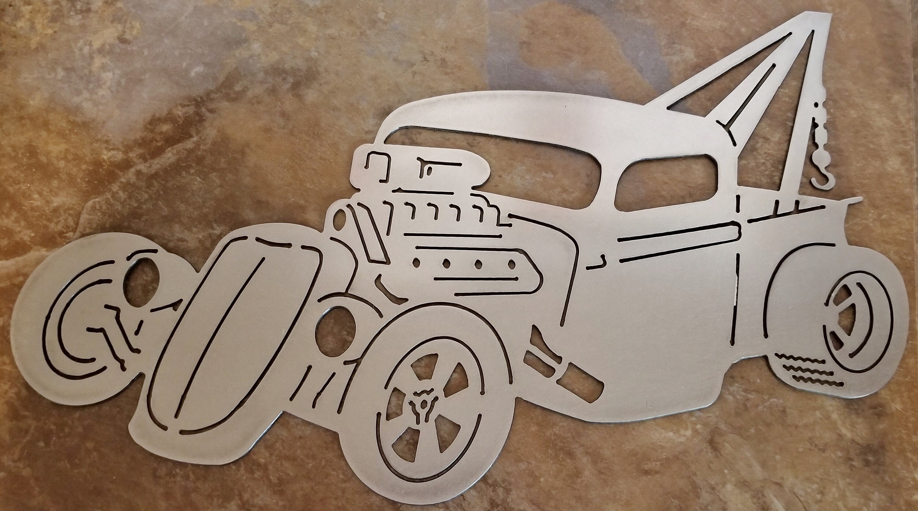 cartoon tow truck CNC plasma cut steel man cave garage art wall sign cartoon tow truck CNC plasma cut steel man cave garage art wall sign