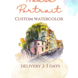 Watercolor House Painting, Custom Watercolor House Portrait, New Home Housewarming Gift From Photo, Wedding Venue drawing, First Home Gift