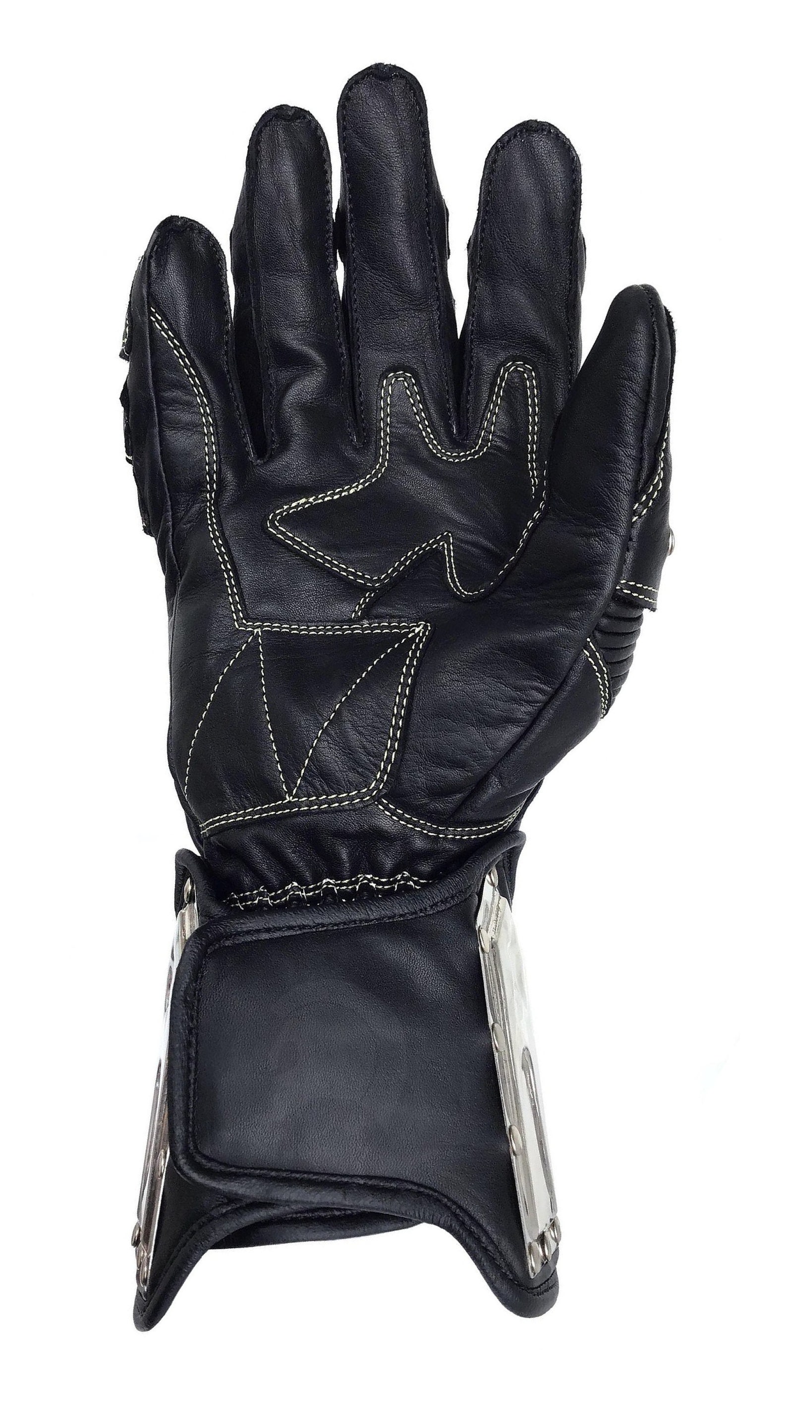 Gauntlet Leather Motorcycle Gloves Stainless Steel Touchscreen Etsy