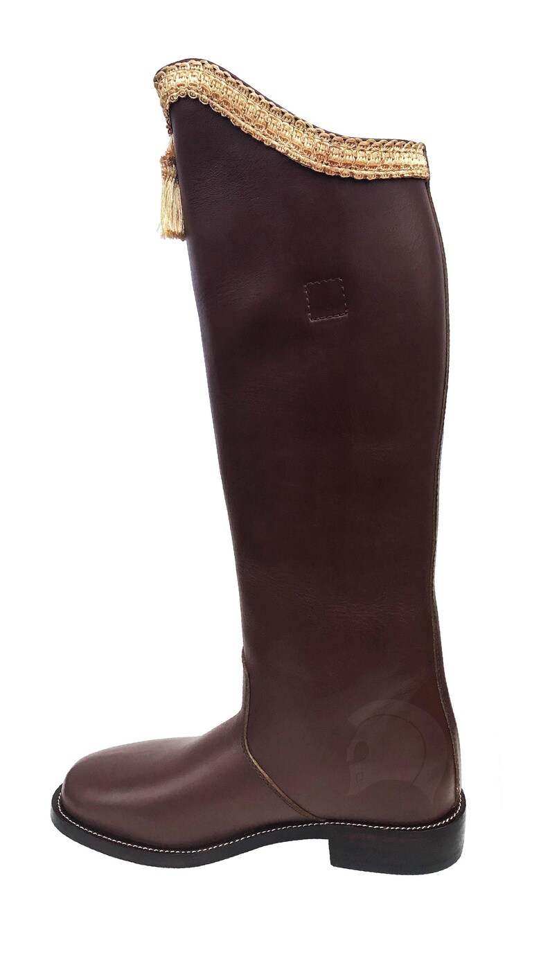 Hessian Boots Leather Trim Tassel Etsy