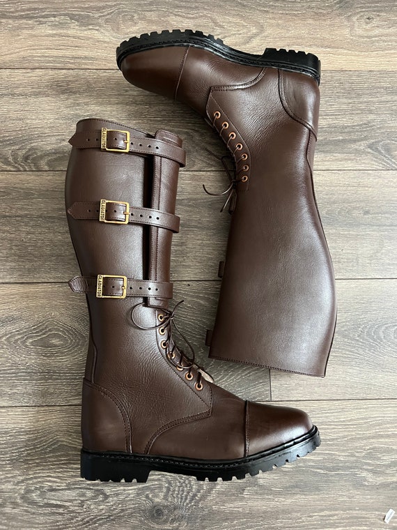 WW2 Lace Up Buckle Strap Boots Motorcycle Classic Men's