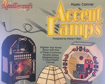 ACCENT LAMPS - Plastic Canvas Pattern Booklet to create 5 different novelty Lamps - Brand New Vintage - Rare Find by Diane T. Ray