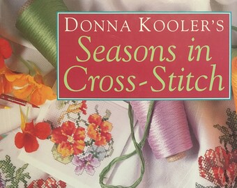 Donna Kooler&#39;s Seasons In Cross-Stitch - BRAND NEW Vintage Pattern Book - Noah&#39;s Ark, Pumpkins, Santa, Unicorn, Flowers, Victorian Home, etc