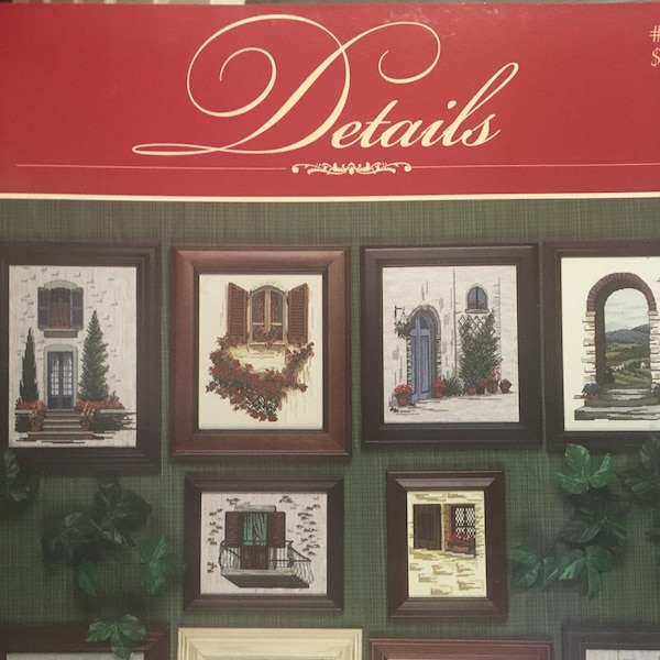 BRAND NEW VINTAGE Cross Stitch Pattern Booklet - "Details" - Jeanette Crews Designs, Inc. - Artistic Doors and Windows Scenery Pictures