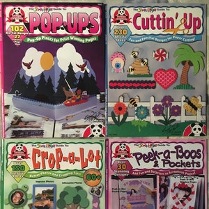 4 NUOVI libri di ScrapHappy Guide to: libri per scrapbooking creativo - Crop-A-Lot, Pop-Up, Cuttin' Up, Peek-A-Boos e Pockets