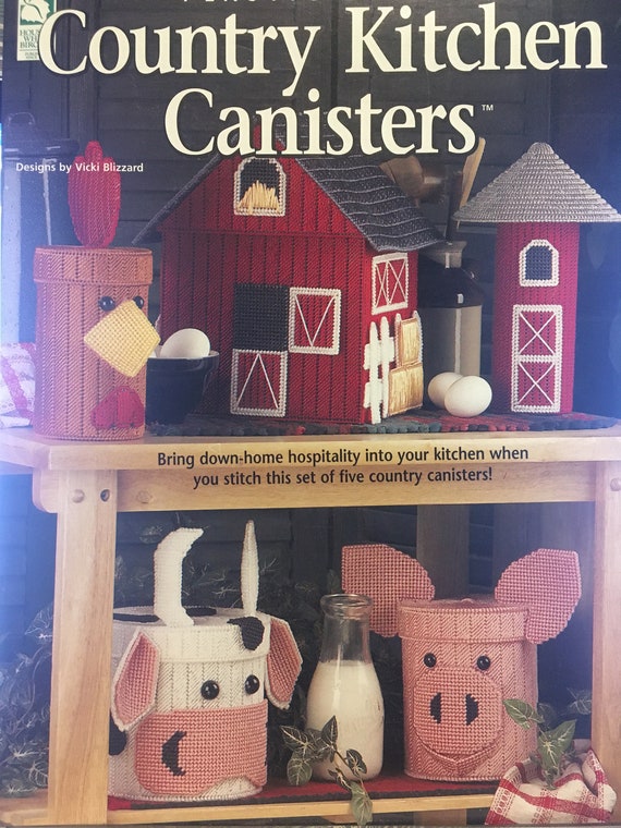 Country Kitchen Canisters Plastic Canvas Pattern Booklet Country Kitchen Canisters Plastic, Farm Themed Kitchen