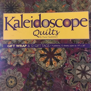 12 vellen ambachtelijke cadeauverpakking - caleidoscoopquilts - incl. cadeaukaartjes - boekvorm - decoupage, dozen maken, boekbinden, plakboeken ZELDZAAM!!!!