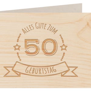 Holzgrußkarte -  ALLES GUTE 50 GEBURTSTAG - 100% handmade in Österreich - Postkarte, Geschenkkarte, Grußkarte, Klappkarte, Karte, Einladu