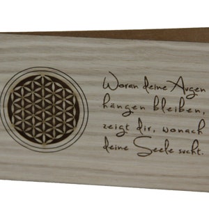 Holzgrußkarte - BLUME DES LEBENS - 100% handmade in Österreich - Postkarte, Geschenkkarte, Grußkarte, Klappkarte, Karte, Einladung