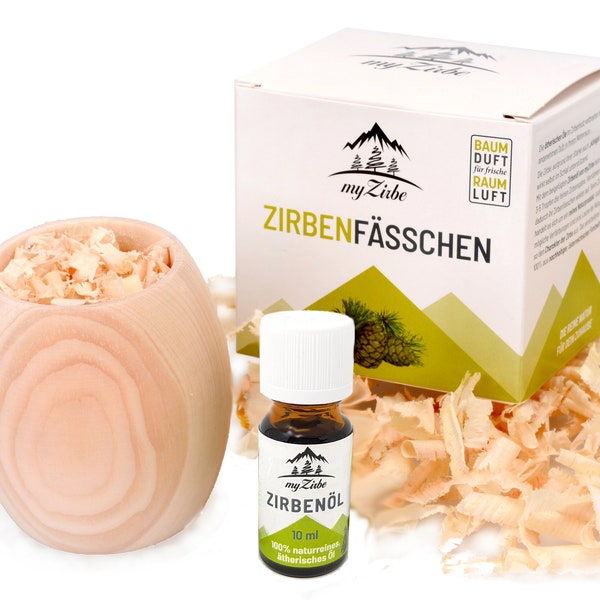 ZIRBENFÄSSCHEN - Zirbenholz Duftspender mit Zirbenspänen und Zirbenöl  Zirbenholz Geschenke Raumduft Zirbe