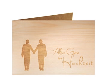 Holzgrußkarte - ALLES GUTE ZUR HOCHZEIT - 100% handmade in Österreich - Postkarte  Glückwunschkarte Geschenkkarte Grußkarte Klappkarte