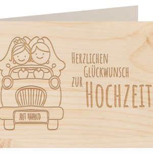 Holzgrußkarte - HERZLICHEN GLÜCKWUNSCH ZUR HOCHZEIT - 100% handmade in Österreich - Postkarte  Glückwunschkarte Geschenkkarte Grußkarte
