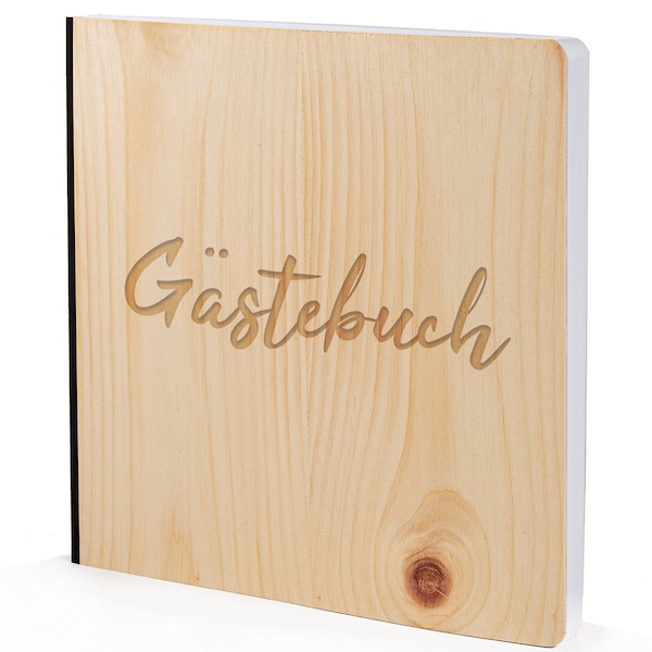 Gästebuch mit edlem Echtholz Zirbenholz Cover  in der Größe 20 x 20cm  192 beschreibbare Seiten hochwertiges Papier