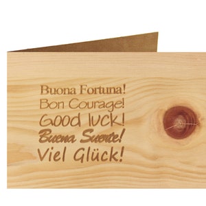 Holzgrußkarte - Viel Glück - 100% handmade in Österreich - Postkarte  Glückwunschkarte Geschenkkarte Grußkarte Klappkarte Karte Einladu