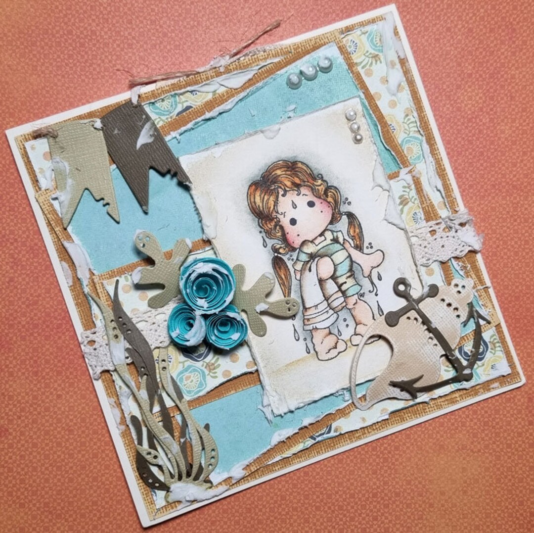 Magnolia Tilda Birthday Card, Blank Card, Handmade Card fancy a Swim - Etsy
