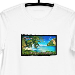 Camiseta Piada da Avó / Deixe-me Encontrar Meus Óculos / Camiseta Cartão Postal Tropical
