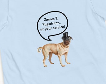 Funny Fancy Pug Shirt, Youth Unisex Jersey Tee