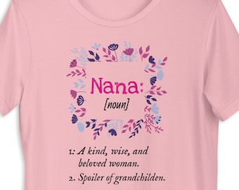 Personalized Grandmother tee shirt / Nana Gram Gigi Floral shirt / Custom name