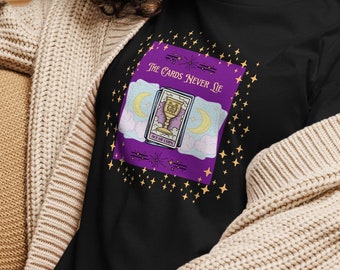 Relaxed-Fit Tarot Card T-Shirt, Witchy Cotton Tee