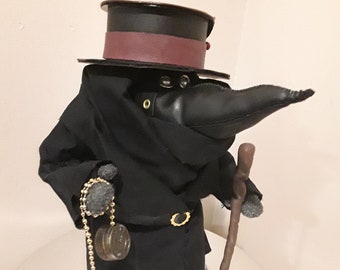 BIG Plague Doctor Sculpture / Soft Plush Dark and creepy gift / Handmade sculpture with plague Mask /pandemic doc