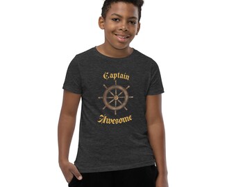 Captain Awesome Kids T-Shirt - Nautical Wheel Design