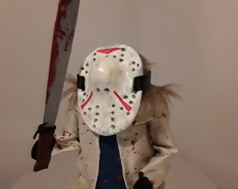 Friday the 13th / Jason Vorhees inspired machete killer gnome / Horror gnome decor