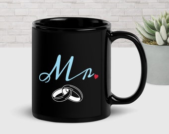 Mr. Mug, Black Wedding Ring Coffee Mug, Newlywed Gift