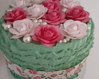 Roses and Ruffles Cake / Decorative faux desserts / tea party fake cake