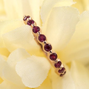 14K Ruby Wedding Band / Ruby Ring / Stackable Ring / Wedding Band / Ruby Band / Matchable Ring Band / Rose Gold / Ring for Women