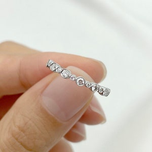 14K Diamond Bezel Wedding Band / Diamond Ring / Diamond Bezel Band / Diamond Matchable Band Ring / Stackable Ring / White Gold