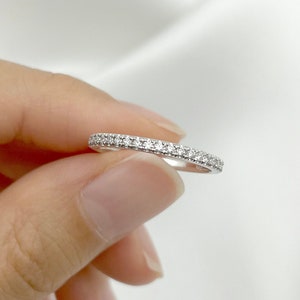 14K Diamond Wedding Band / Diamond Stacking Band / Wedding Ring Band / Wedding Band for Women / Real Diamond Wedding Ring / Engagement Band image 3