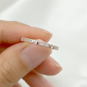 14K Diamond Vintage Wedding Band / Diamond Ring / Stackable Band / Matchable Band Ring / Wedding Band / Rose Gold / 3/4 Eternity Band