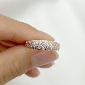 14K Vintage Diamond Wedding Band / Diamond Promise Ring / Diamond Wide Band / Diamond Wedding Ring / Unique Diamond Band / Wedding Ring image 7