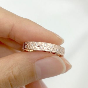 14K Vintage Diamond Wedding Band / Diamond Ring / Diamond Hammered Band / Diamond Simple Band / Hammered Band / Rose Gold / Promise Ring