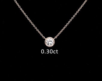 0.30ct Diamond Necklace / 14k Lab Diamond Solitaire Necklace / Bezel Set Necklace / 14k Solitaire Necklace / Necklace Gift / Birthday Gift