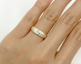 14K Marquise Diamond Wedding Band / Vintage Diamond Band / Stardust Band / Diamond Wedding Band / Yellow Gold / Diamond Ring