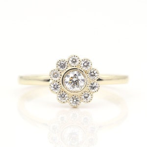 14k Flower Diamond Engagement  Ring / 0.45ct Natural Diamond Ring / Promise Ring / Diamond Wedding Ring / Flower Diamond Gold Ring