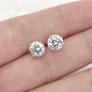 2.0ct pair 14K Gold Diamond Stud Earring / Lab Diamond Earring / Dainty Earring / Lab Grown Diamond Earring / 14K White Gold Earrings image 1