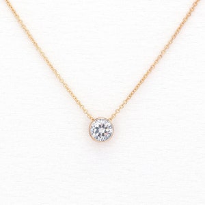 0.5ct Lab Grown Diamond Necklace / 14k Solid Gold Necklace / Lab Grown Diamond Necklace / Thin Bezel Set Necklace / Solitaire Necklace