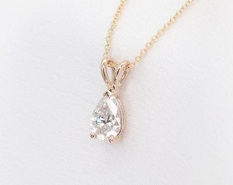 1.0ct Solitaire Diamond Necklace / 14k Gold Lab Grown Diamond Necklace / Prong Necklace / Solitaire Necklace