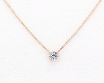 0.3ct Diamond Necklace / 14k Lab Grown Diamond Necklace / Bezel Set Necklace / Solitaire Necklace / Dainty Diamond Necklace