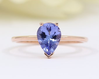 14K 1CT Tanzanite Solitaire Engagement Ring / Tanzanite Wedding Ring / Solitaire Ring / Simple Bridal Ring / White Gold / Anniversary Ring