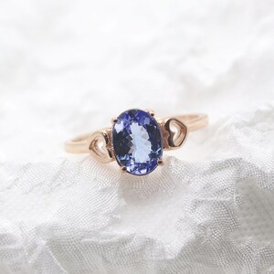 14K Tanzanite Wedding Ring / Oval Tanzanite Ring / Tanzanite Simple Bridal Ring / White Gold / Dainy Engagement Ring / Promise Ring