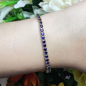 14K Sapphire Tennis Bracelet / Tennis Bracelet / White Gold / Sapphire Bracelet / Bracelet for Women / Blue Sapphire