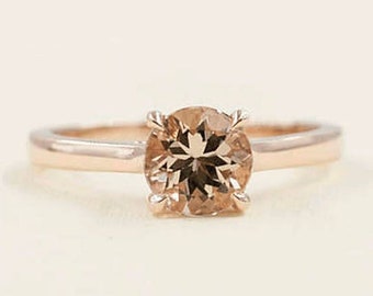14K Morganite Engagement Ring / Morganite Solitaire Ring / Morganite Ring / Anniversary Ring / Rose Gold / Solitaire Ring / Wedding Ring