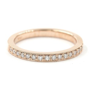 14K Diamond Wedding Band / Diamond Band / Diamond Ring / Wedding Band / Rose Gold / Stackable Ring / Matchable Band Ring / Promise Ring