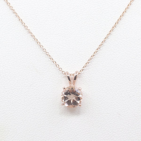 14K 1.3CT Morganite Solitaire Necklace / Morganite Necklace / Solitaire Necklace / Simple Necklace / Rose Gold / Everyday Necklace